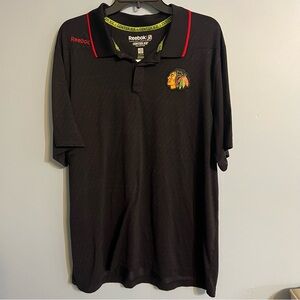 CHICAGO BLACKHAWKS NHL Men's XL Reebok Center Ice polo Official gear Black/Red